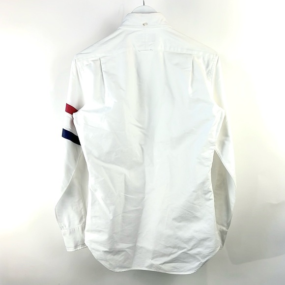 Thom Browne White Long-Sleeve Point-Collar Armband Oxford Shirt - Picture 3 of 13